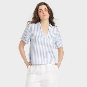 Universal Thread Blue and White Striped Button Down Shirt
